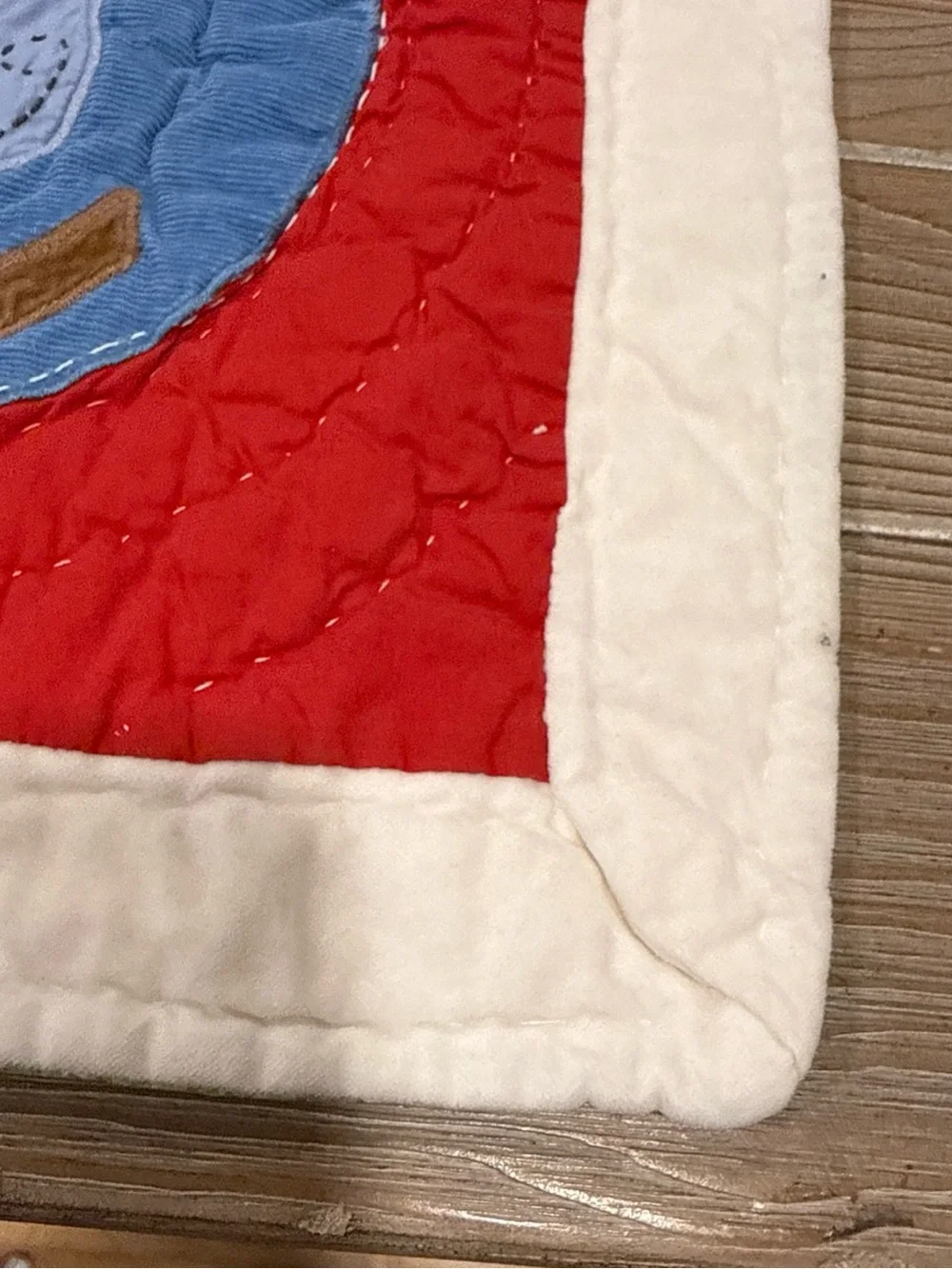 Pottery Barn Kids Reversible Christmas Quilt 48x35 Green Dot Santa VTG  Cotton